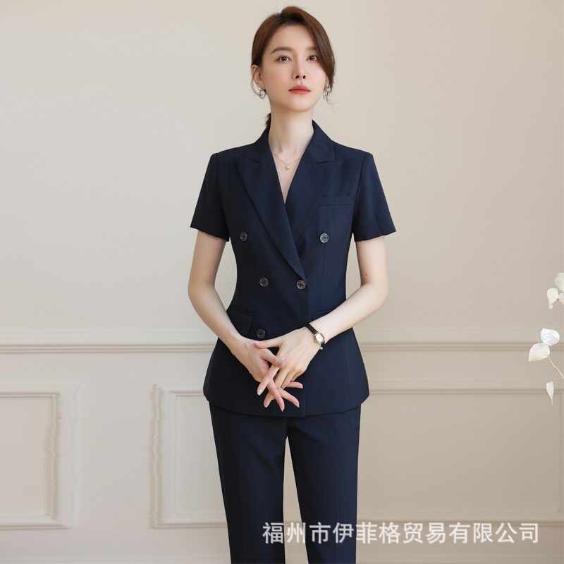 サマースーツ スカート レディース 2024新作 半袖スーツ ホテルフロント 美容室 4s 店舗販売 作業服 レディース