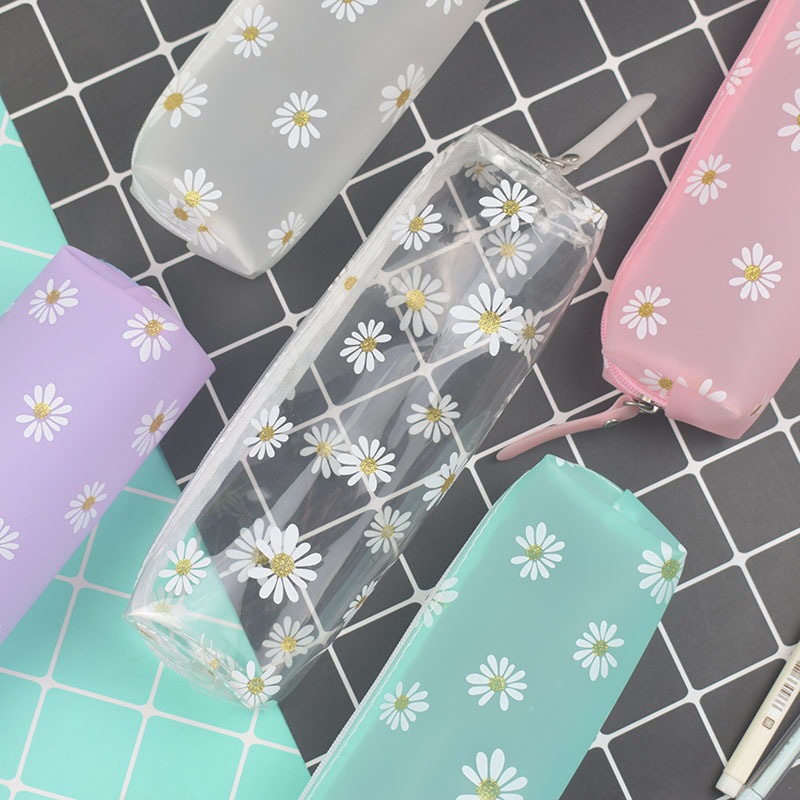 21年春の ペンケース 花柄 フラワー 筆箱 クリア かわいい文房具 ポーチ 小物入れ クリアペンケース