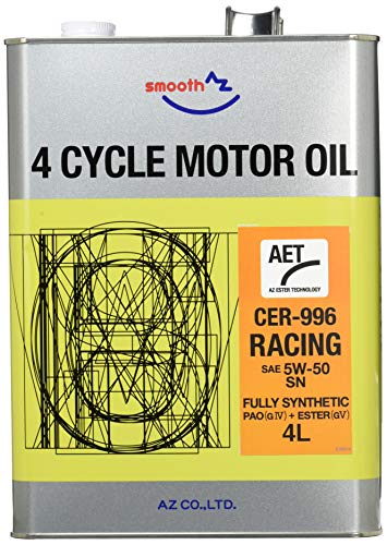 AZ(エーゼット) 車用 エンジンオイル 4L 5W-50 SN 100%化学合成油 PAO+エステル [CER-996/RACING AET]