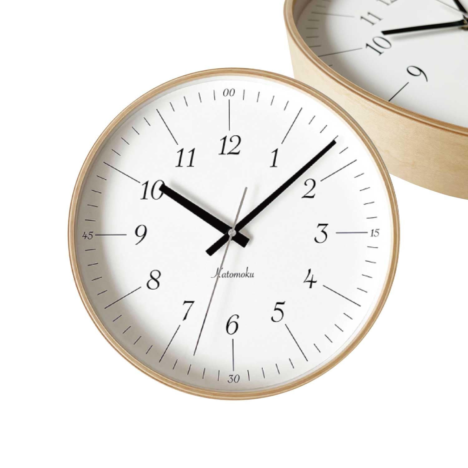 KATOMOKU plywood clock 18 km-110NA ナチュラル 掛け時計 連続秒針 φ304mm (電波時計)