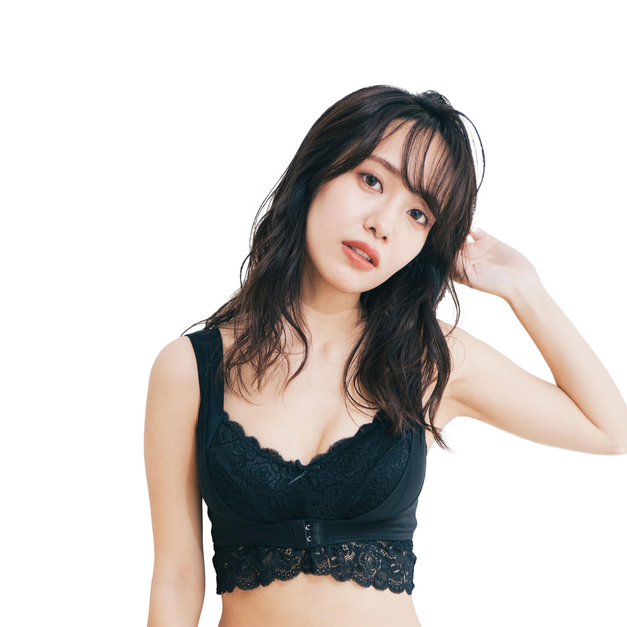 [アンジェリール] ナイトブラ「ふんわりルームブラ」 ノンワイヤー/脇高/補正 ブラック（S-M） 4,641円