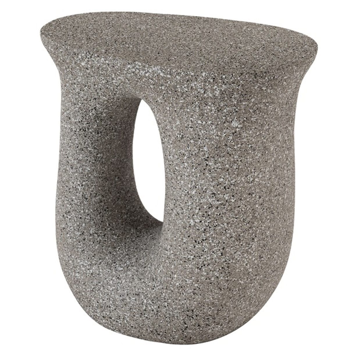 サイドテーブル テラゾー柄 おしゃれ オブジェ ナイトテーブル ソファサイド グレー ホワイト モダン ベッドサイド ミニテーブル ストーン 大理石調 カーブ 曲線 石 灰色 マーブル U字型 コンパ