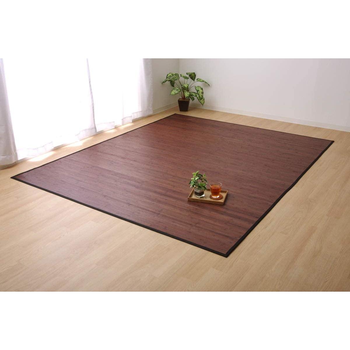 【I】【代引不可】イケヒコ 竹ラグ ユニバース DBR/ダークブラウン 約250×340cm 5352350 バンブー 冷感【北海道・沖縄・離島不可】【代引不可/沖縄・離島