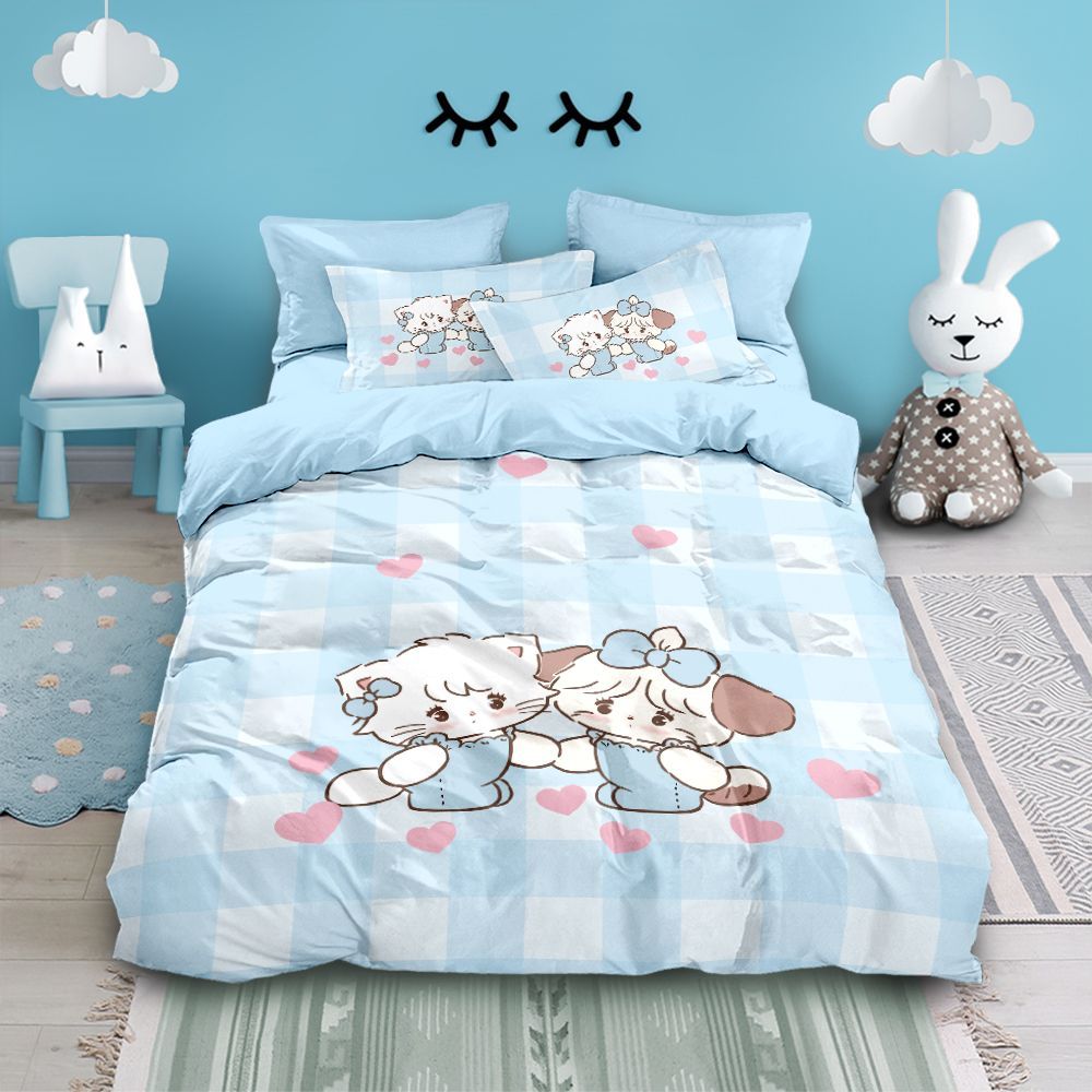 ミッコ 布団カバー 綿 4点セット 可愛い カートゥーン 学生 寮 3点セット 寝具