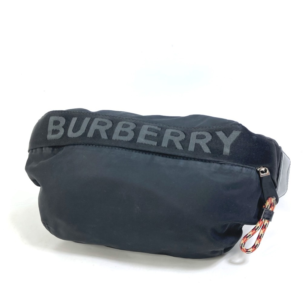 Burberryボディバッグ 80256681 ロゴ ショルダーバッグ ウエストバッグ ベルトバッグ ポーチ カバン ナイロン ブラック