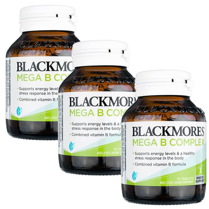 メガBコンプレックス 75錠 3本 ブラックモアズ Blackmores Mega B Complex ビタミンB群 海外直送 国際郵便発送 日時指定不可