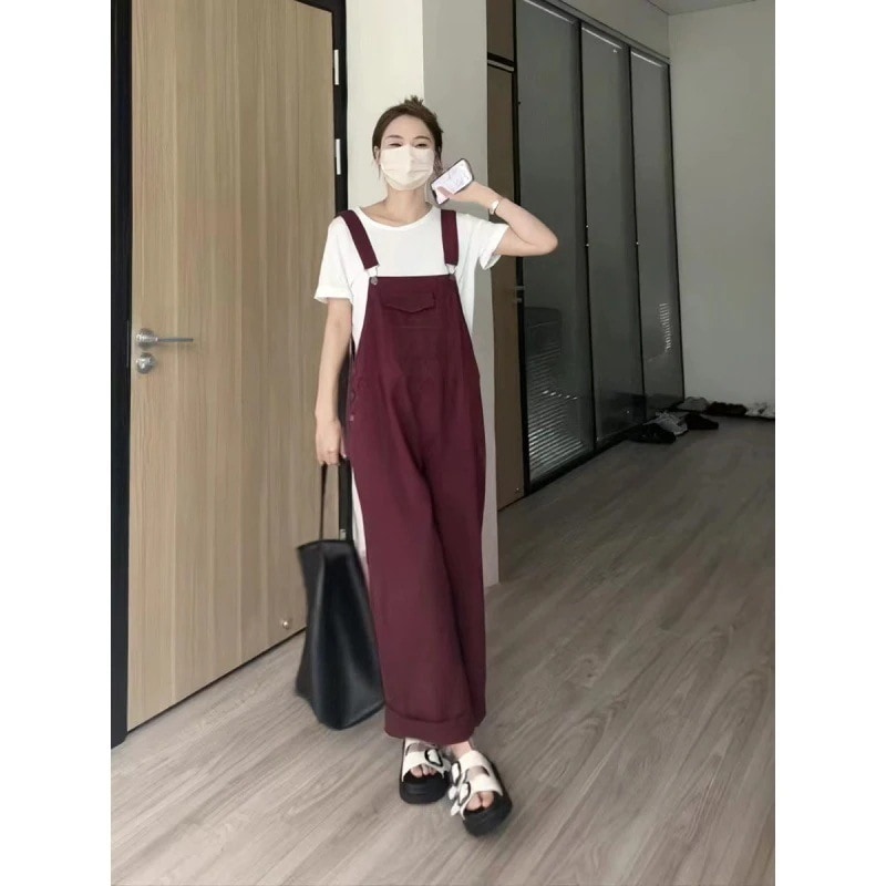 【急速出荷】 ノースリーブ ロング 無地 薄手 ズボン サロペット デニム コーデ完成！サロペットオーバーオール