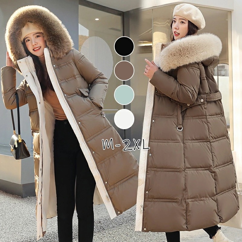 ダウンコート ロング キルティングコート フード付き レディース 冬 ダウンジャケット ロングコート 女性用 中綿コート アウター 暖かい 防寒 通勤 カジュアル 大きいサイズ きれいめ おしゃれ 2