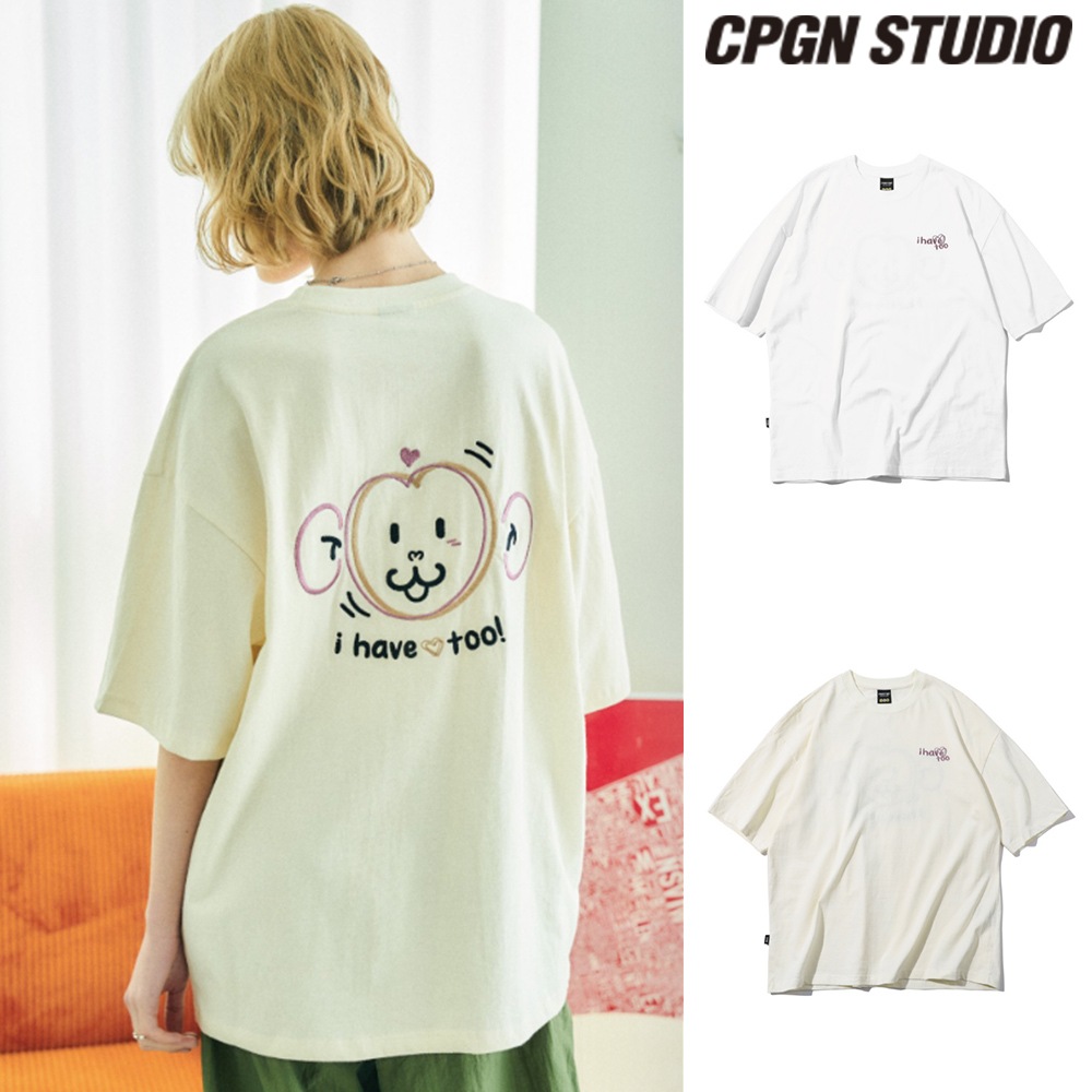 【CPGN STUDIO】 Heart Monkey Embroidery Short Sleeve T-shirt