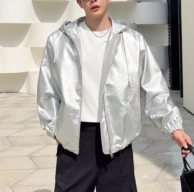 シルバー秋服アウター2023 新作 韓国ファッション メンズ 長袖 ジャケット J152