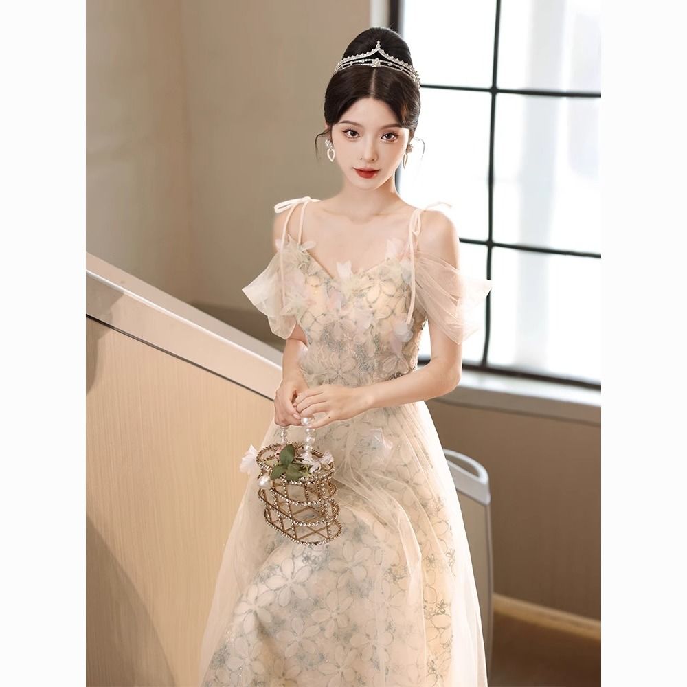 優しい風蝶クラッシュフラワーガウンエレガントガウンワンピース パーティードレス パーティドレス ドレス ロングドレ パーティードレス 結婚式 二次会 ワンピース