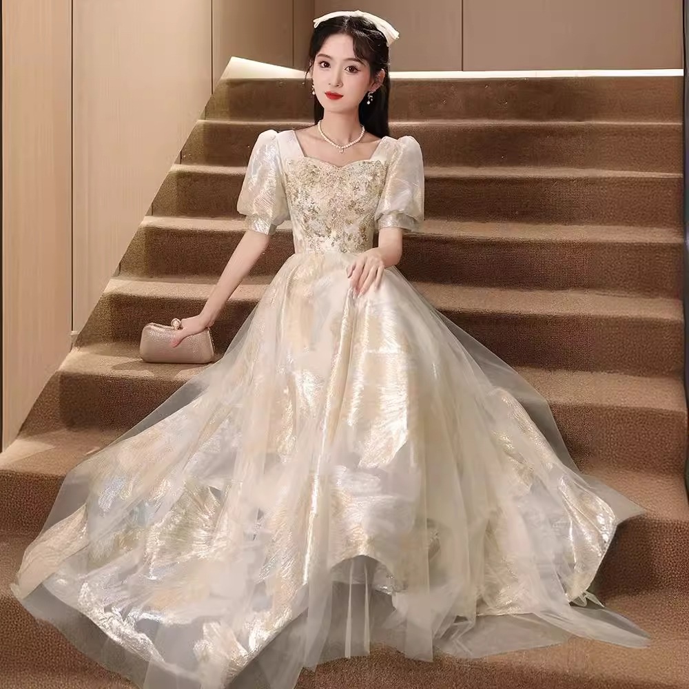 女性用イブニングドレス宴会気質ボーカルアート試験ホストパフォーマンス服夏