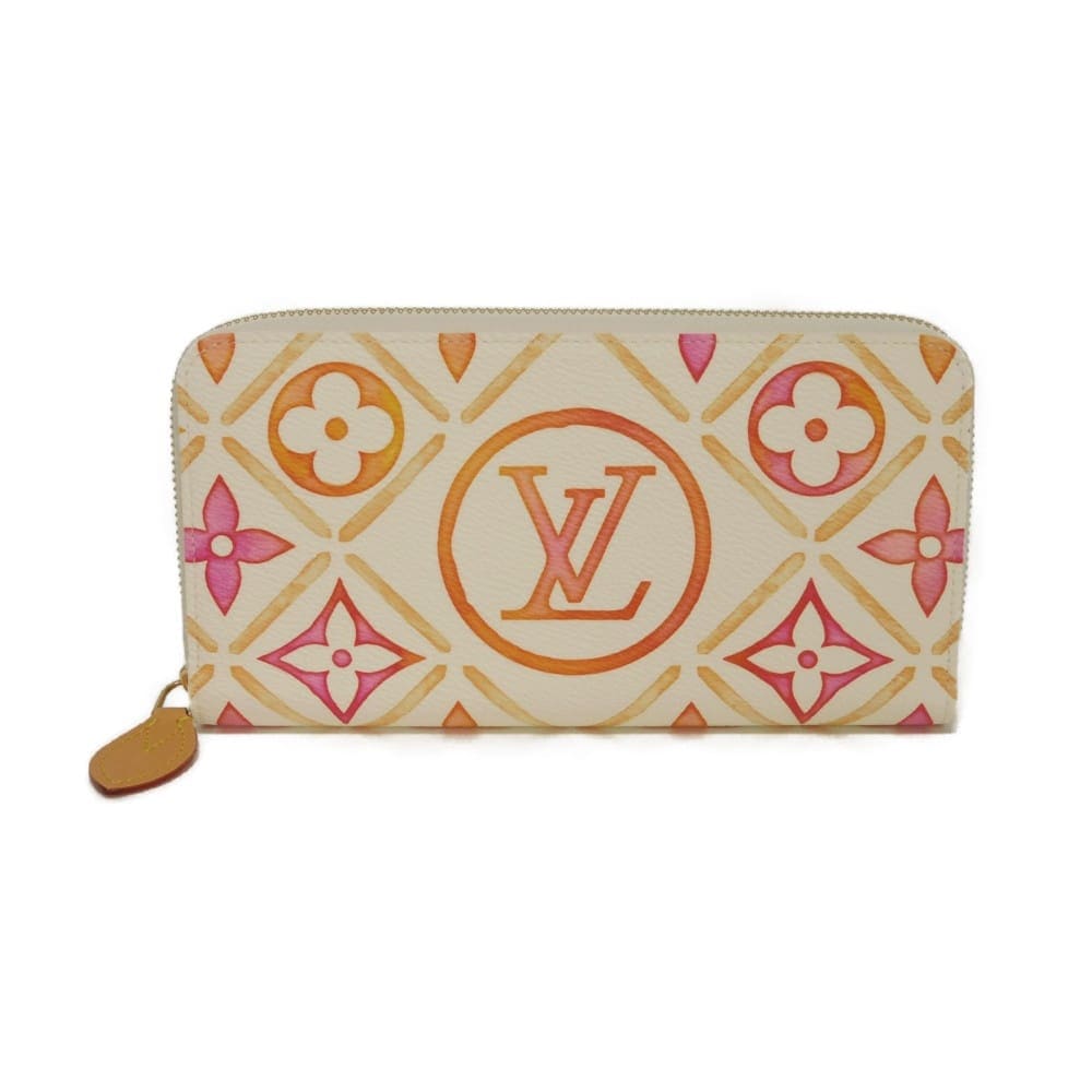 【中古】 長財布 LV バイ ザ プール ピンク ラウンドファスナー RFID IC 未使用 ジッピーウォレット モノグラム タイル M11455