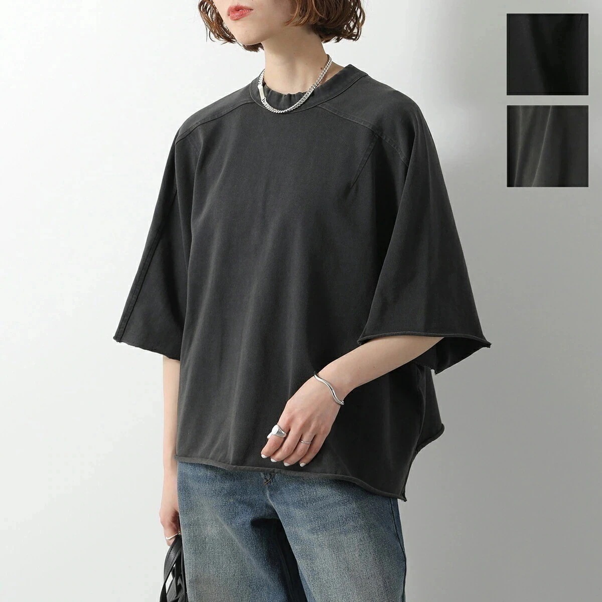 ENTIRE STUDIOS エンタイアスタジオ Tシャツ ES2487 レディース 半袖 カットソー 無地 オーバーサイズ コットン カットオフ カラー2色 【ts】