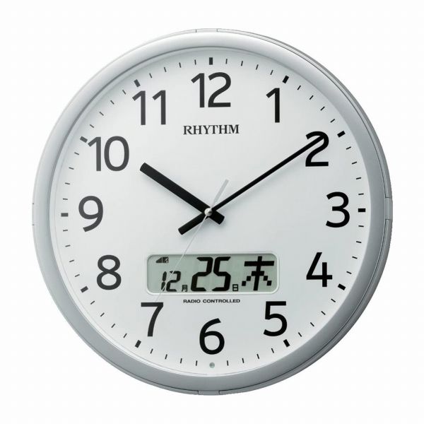 取寄品 正規品 RHYTHM リズム時計 4FNA01SR19 プログラムチャイム時計 プログラムカレンダー01SR アナデジ表示 掛け時計
