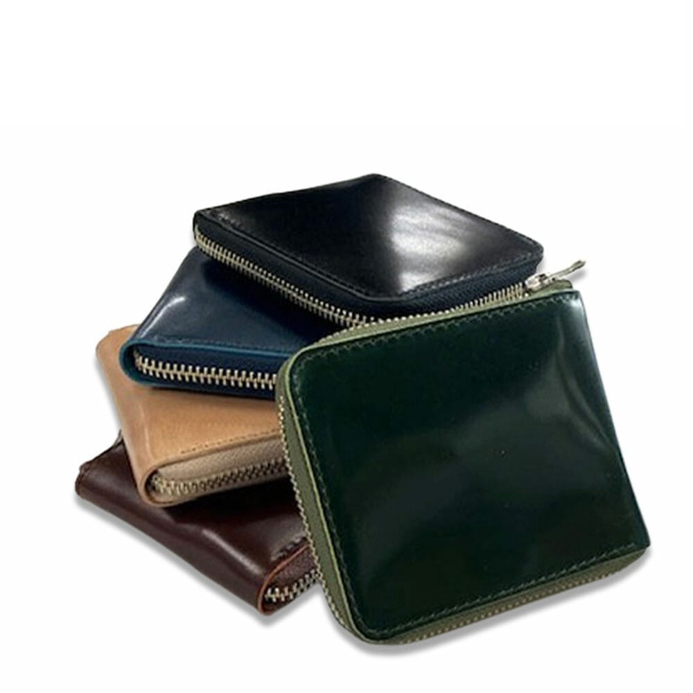 オイルコードバン ラウンドファスナー 二つ折り財布 本革 馬革 内側は栃木レザー メンズ レディース 日本製 新喜皮革 0484N