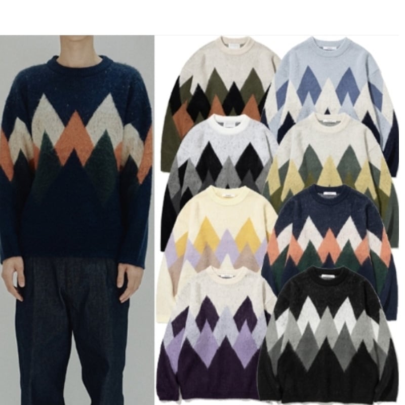 BULKY BRUSH ARGYLE KNIT