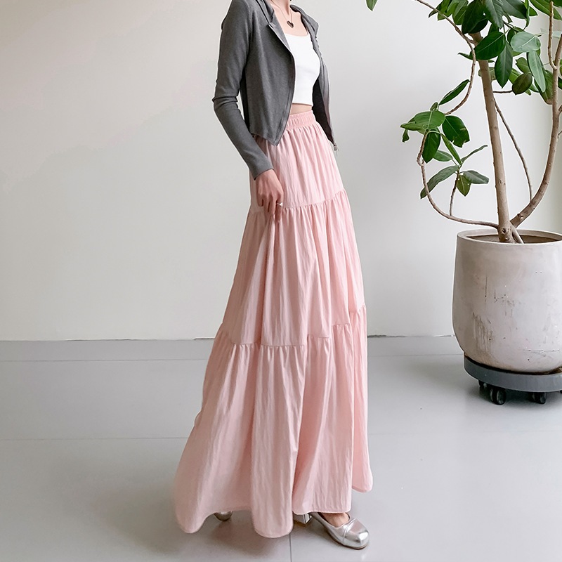 【1つ買うと10つ無料】2025年春の女性のための穏やかなスタイルの白い -スカートハイウエストドレープスカートスカート長いスカート