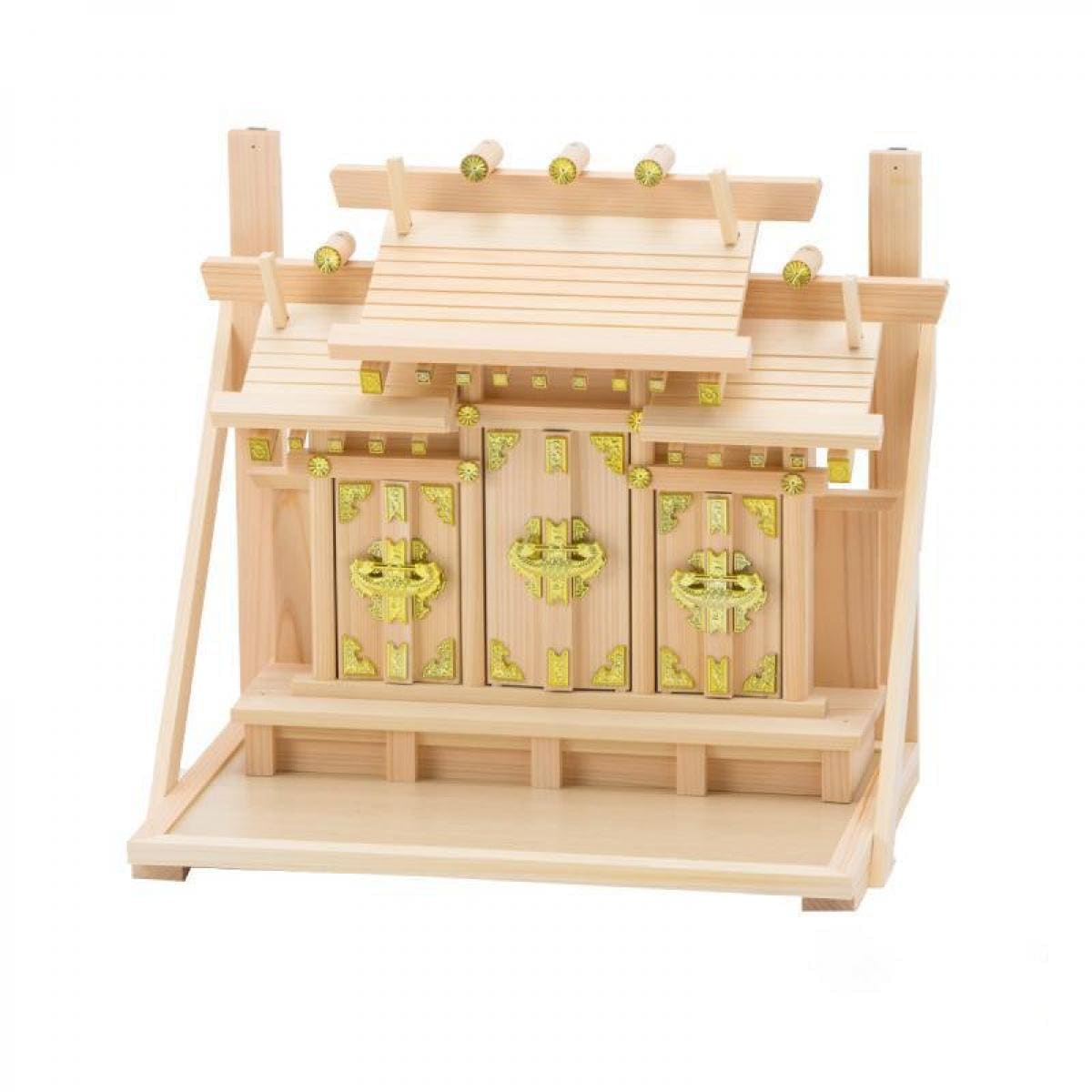 【お取り寄せ～2週間】静岡木工 神棚の里 壁掛け三社 出雲 棚板付 神棚 東濃ひのき 11,325円