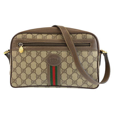 美品 ヴィンテージ シェリーライン ベージュ ブラウン ゴールド金具 GGスプリームキャンバス/レザー 001 56 0942 ショルダーバッグ ポシェット レディース 603366