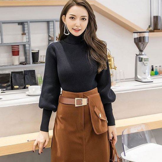 ニット セーター レディース トップス おしゃれ タートル 袖コンシャス 長袖 バルーンスリーブ ブラック 大きいサイズ 秋冬 新作 トレンド 秋服 冬服 sale バルーン袖 フェミニン かわいい