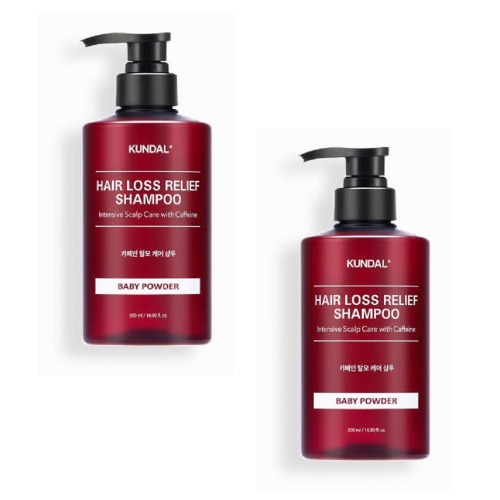 クンダルカフェイン脱毛シャンプーベビーパウダー500ml x 2つの香りのあるしっとりした髪の栄養供給頭皮健康ヘアケアギフト