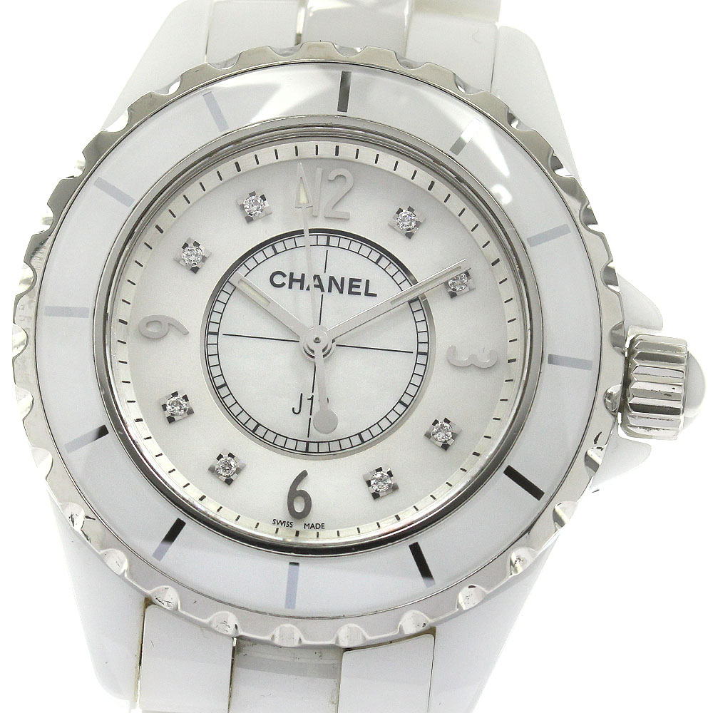 シャネル CHANEL H2422 J12 33ｍｍ 白セラミック 8Pダイヤ クォーツ レディース _867060【中古】