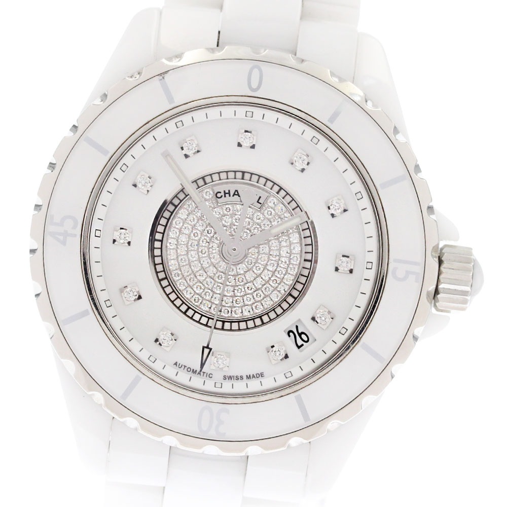 シャネル CHANEL H1759 J12 38mm 白セラミック センターダイヤ 12Pダイヤ 自動巻き メンズ _877879【中古】