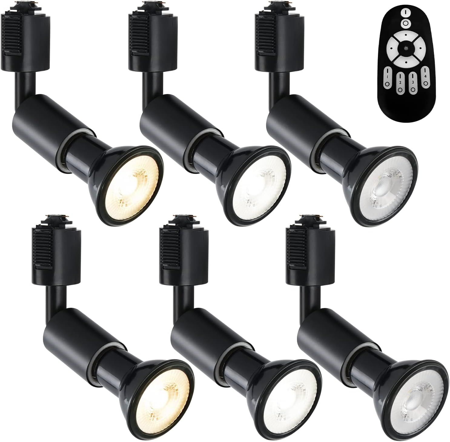 ダクトレールライト LEDスポットライト E26口金 LED電球付き 調光調色 消費電力6W（40W形相当） リモコン付き 遠隔操作 ビーム電球 ライティングレール 天井照明 角度調節可能 昼光色 昼