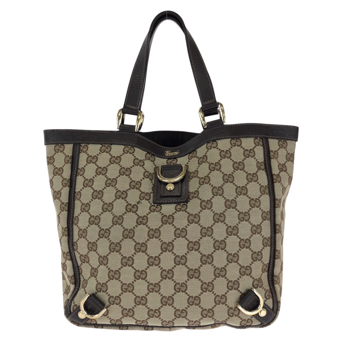 美品 アビー ブラウン ゴールド金具 GGキャンバス/レザー 130739 トートバッグ ハンドバッグ レディース 411085