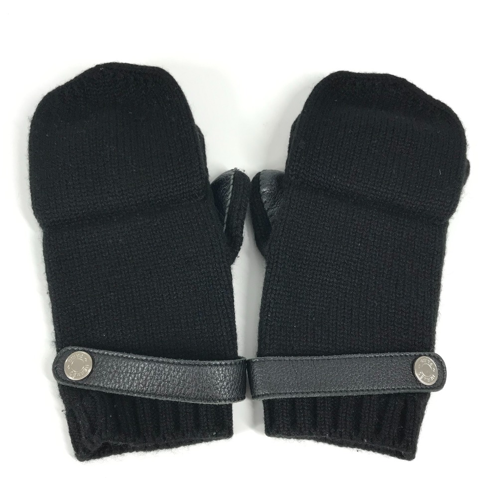 手袋 ミトン ファッション 小物 アクセサリー グローブ フィンガーレスグローブ 指あき手袋 カシミヤ ブラック