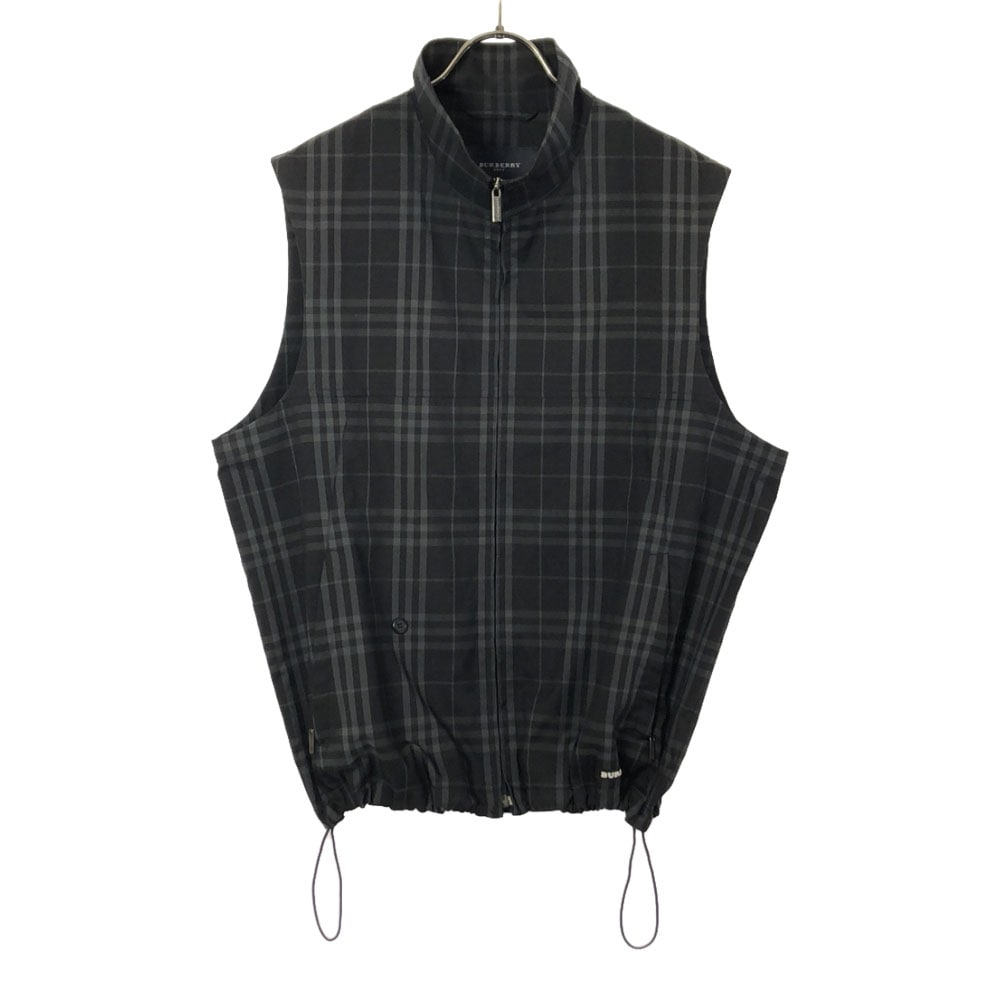 三陽商会 チェック柄 ゴルフ ジップ ベスト M ブラック×グレー メンズ