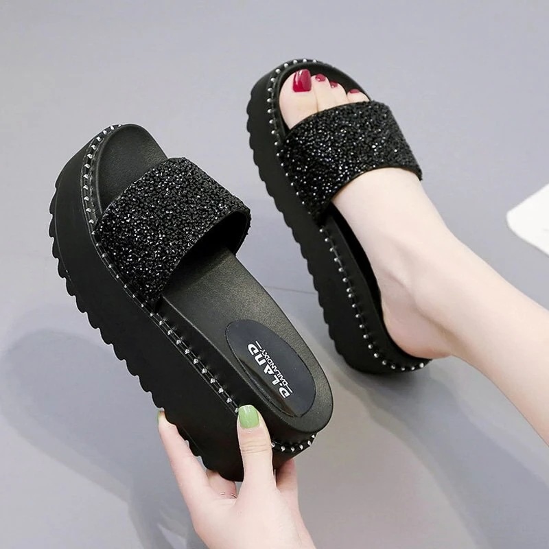 ミュールサンダル レディース 履きやすい 夏サンダル 厚底ミュール サポサンダル 厚底靴 キラキラ