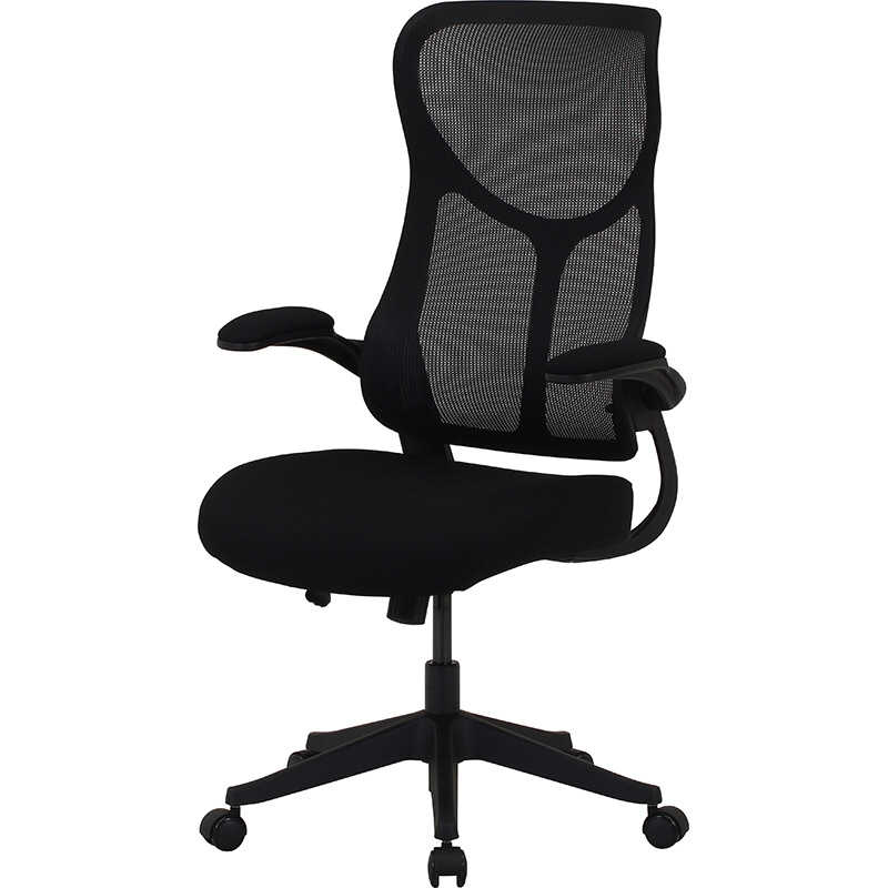 不二貿易　ハイバックメッシュチェア ［W650xD660xH1070～1150mm］ エアロ ブラック　38620