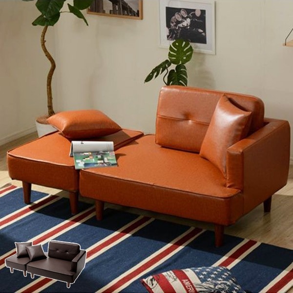 ソファ オットマン セット 組み合わせ コンパクト ソファー ヴィンテージ調 PVC素材 レザー調 L字 フロアソファ リビングソファ ソファセット 足置き 1人掛け 2人掛け 日本製 19,858円