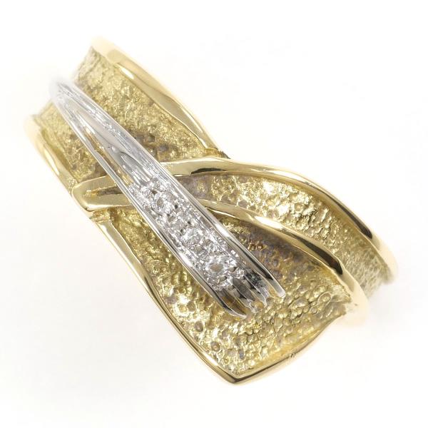 K18 18金 YG イエローゴールドWG リング 指輪 11号 ダイヤ ジュエリー 中古