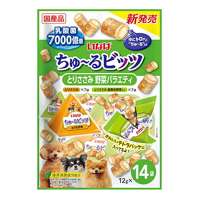 他サイト： いなば ちゅ～るビッツ とりささみ 野菜バラエティ 12g14袋の商品画像