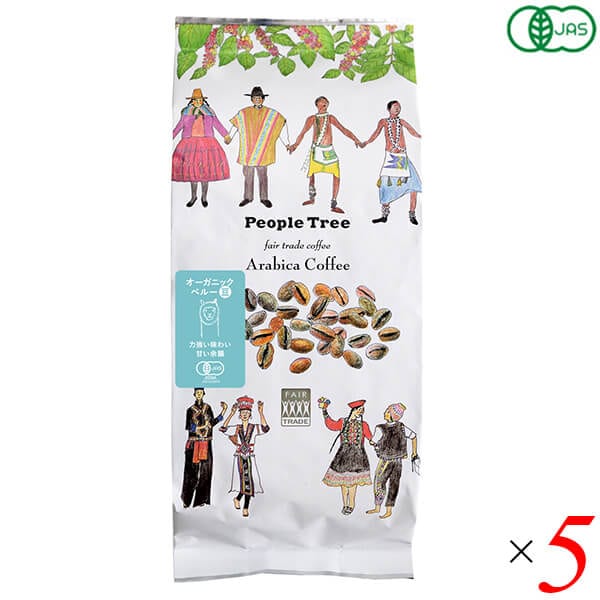 コーヒー コーヒー豆 有機 ピープルツリー フェアトレードオーガニックコーヒーレギュラー豆ペルー 200g 5個セット