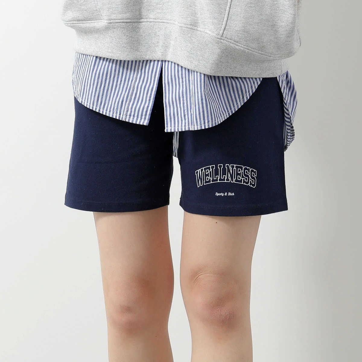 SPORTY＆RICH スポーティアンドリッチ ショートパンツ SRB1SP311 レディース ハーフパンツ ショーツ コットンブレンド ロゴ Navy 【mega】