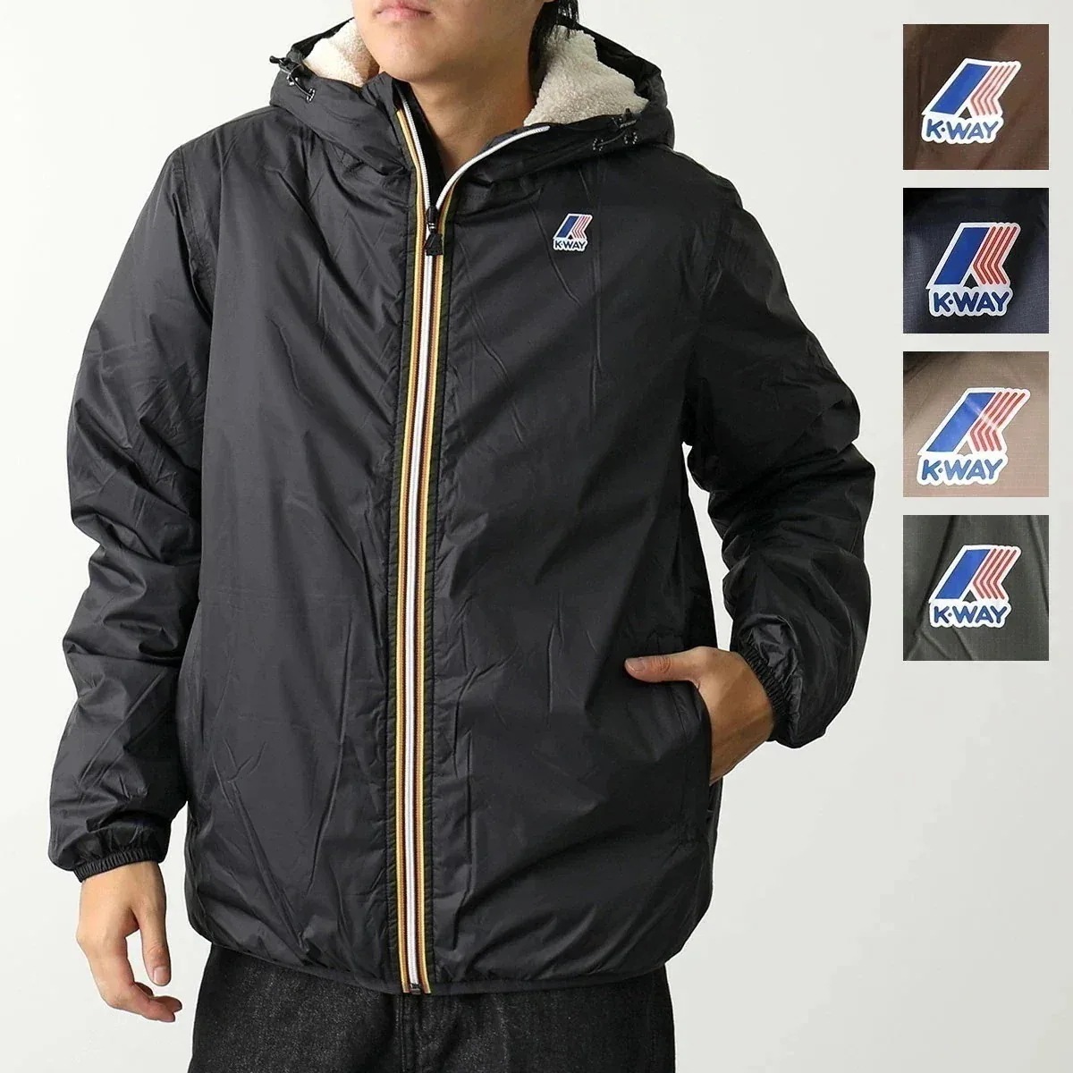 K-WAY ケーウェイ 中綿ジャケット CLAUDE ORSETTO クロード オルセット K3118TW メンズ ブルゾン 撥水 ナイロン ボア フード付き