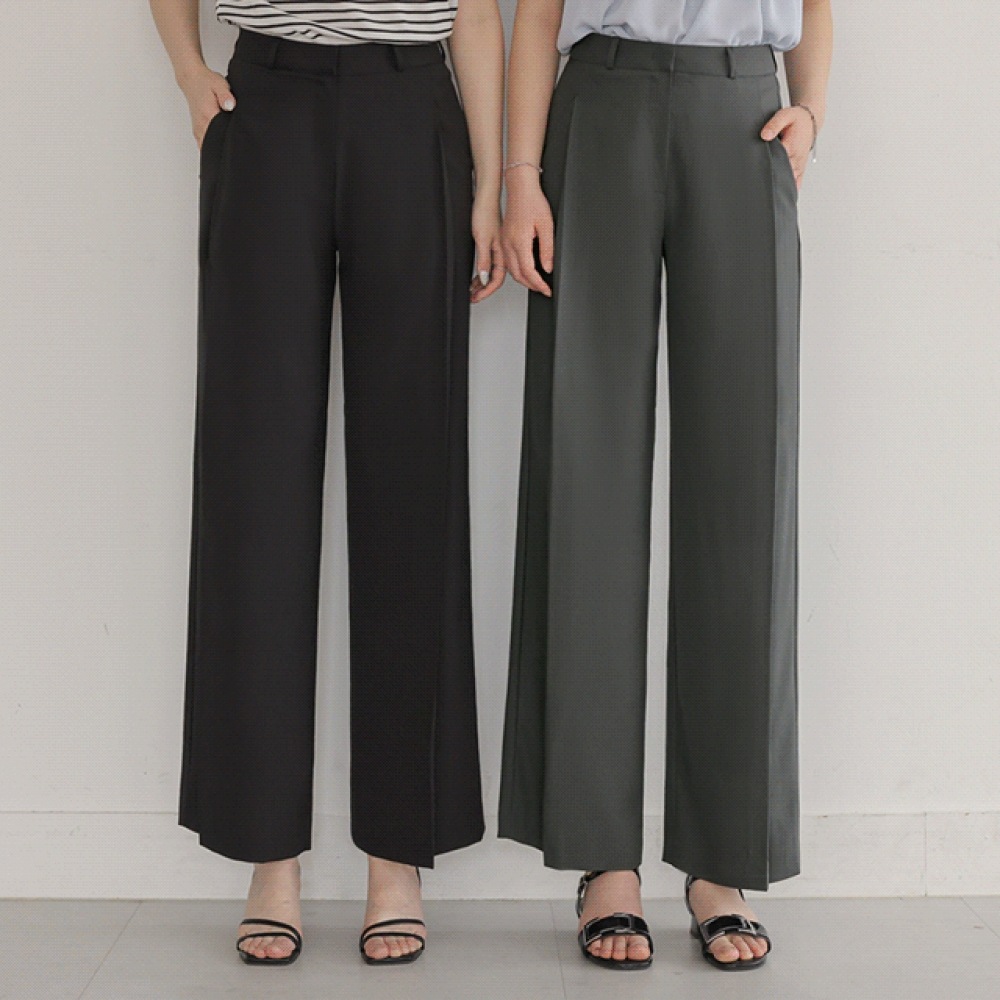 クリック＆ファニー イン人生フィットピンタックワイドスラックス[S,M,Lサイズ]