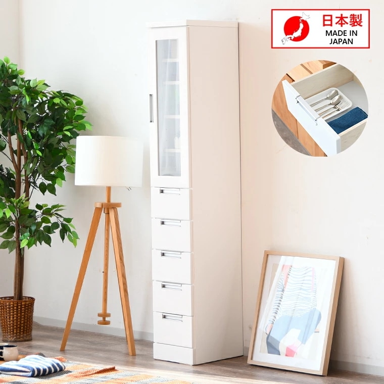 もったいない隙間の有効活用 国産 隙間収納 幅30cm 白 ホワイト 光沢塗装仕上げ スリム収納