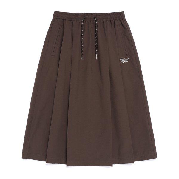 N261WSK900 女性 コットン Aライン プリーツ スカート BROWN