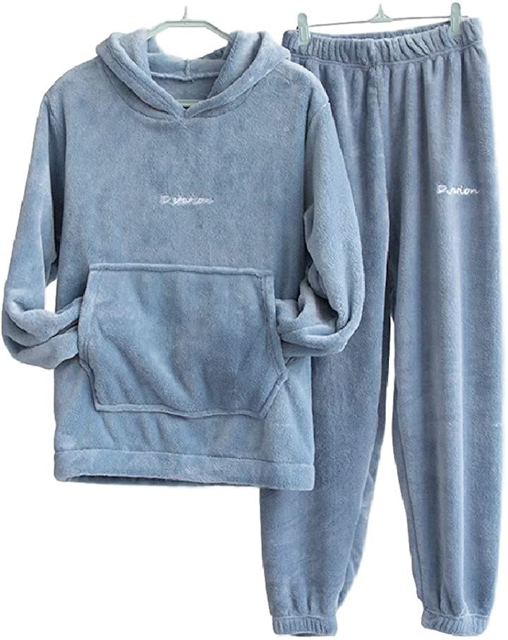 上下 セット パジャマ もこもこ ルームウェア レディース 裏起毛 パーカー あったか フード 付き 部屋着 防寒 冬 ルームウエア 家着(ブルー, フリー（一般的なMLサイズ相当）)