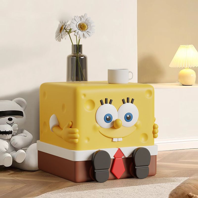 スポンジボブ靴交換スツールクリエイティブホームドアロースツールリビングルーム漫画かわいい子供たちが靴を履いているスツール068