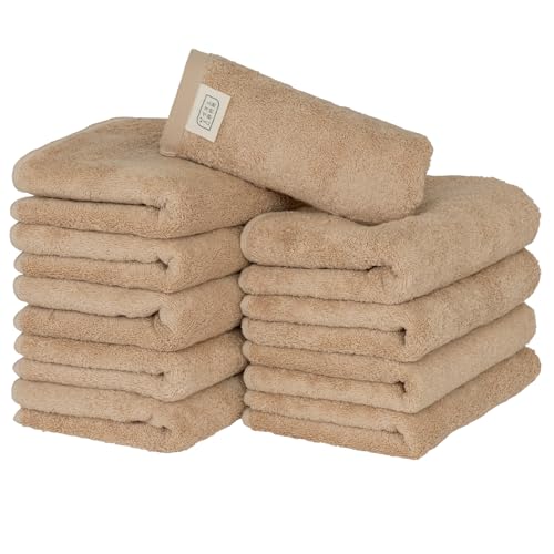 タオル研究所 [ボリュームリッチ] #003 フェイスタオル サンドベージュ 10枚セット ホテル仕様 ふかふか 高速吸水 綿100% 耐久性 毛羽落ち少ない 【選べる