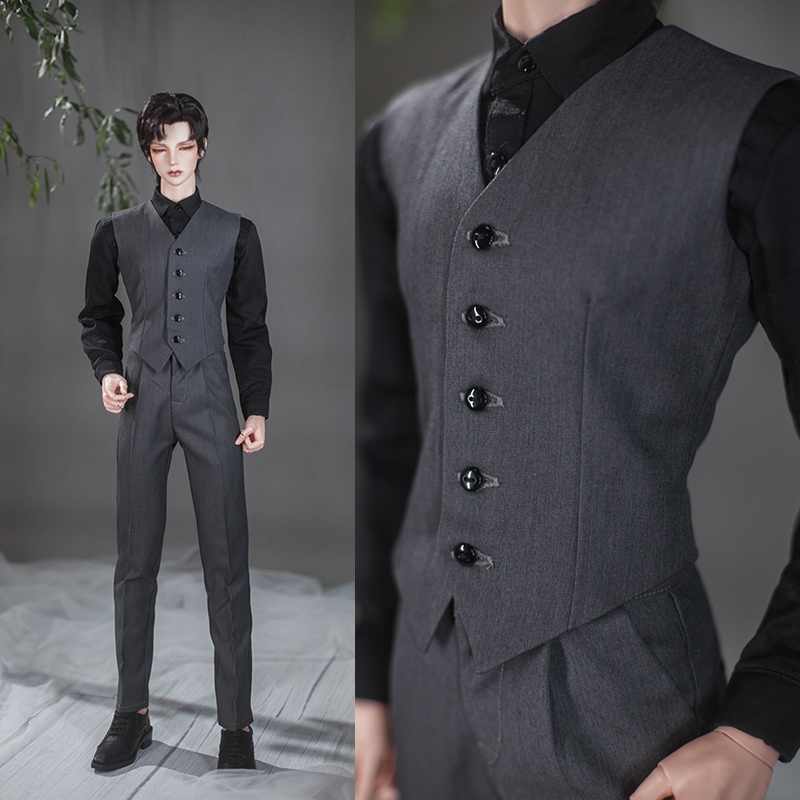BJDドール服 ダークグレーベスト ズボン SD17/70cm/ID75/80cmサイズ球体関節人形用衣装