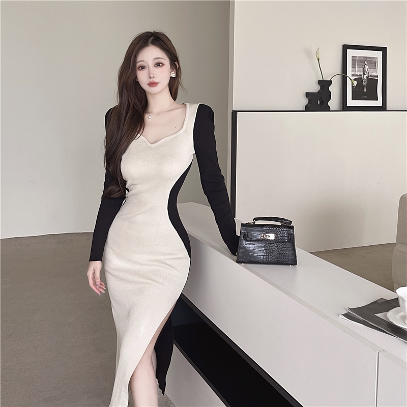 ドレス ワンピース パーティードレス パーティドレス 二次会ドレス ロングドレス ミモレ丈ドレス タイトドレス ワンピースドレス ワンピドレス セクシードレス 膝下 7分丈 ミディアム丈 長袖