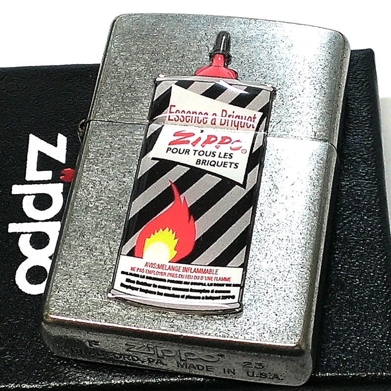 ZIPPO オイル缶メタル 1950s ジッポ ライター アンティークシルバー 白黒 メタル貼り クロームユーズドフィニッシュ エポキシ樹脂 お洒落 ブラック ホワイト メンズ プレゼント ギフト