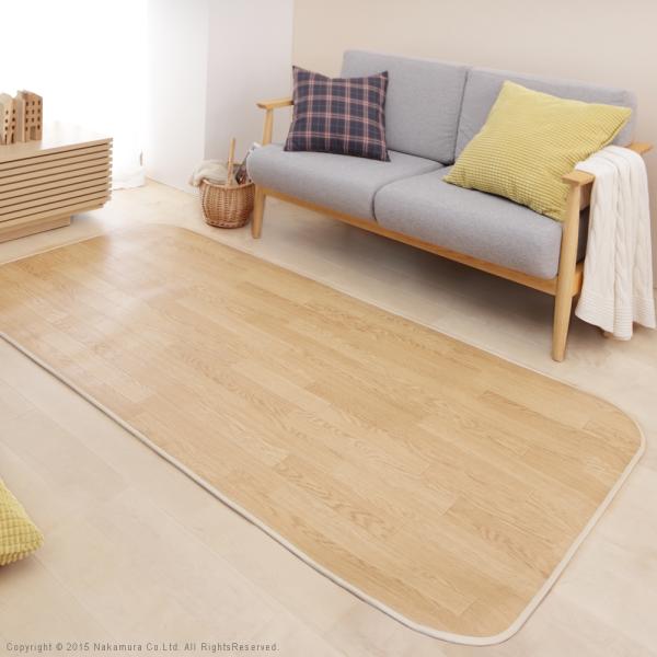 ラグ 1畳用 単品 カバーのみ 約200×100cm マット 北欧 木目 ウッド調 塩ビ 防水 撥水 床材 傷防止 フローリング 保護 日本製 抗菌 防カビ 床暖房対応